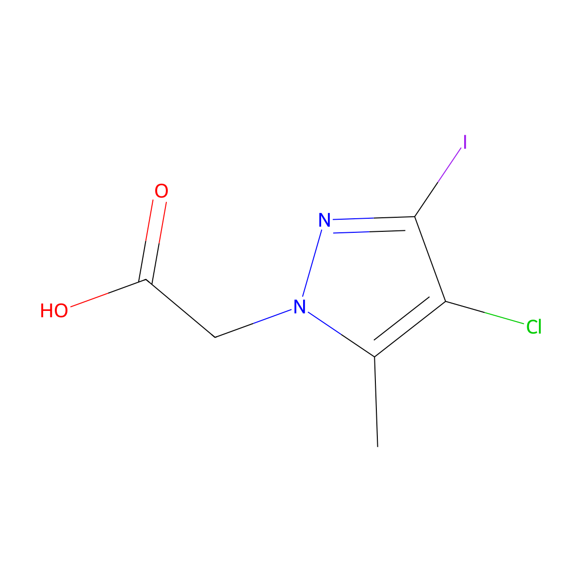2-(4-chloro-3-iodo-5-methyl-1H-pyrazol-1-yl)acetic acid molecular structure, CAS 855344-71-7