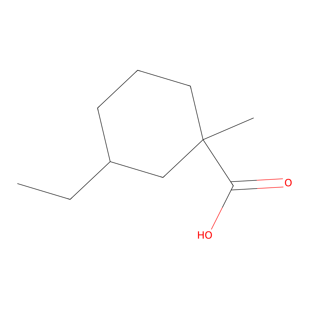 3-Ethyl-1-methylcyclohexane-1-carboxylic acid molecular structure, CAS 855348-11-7