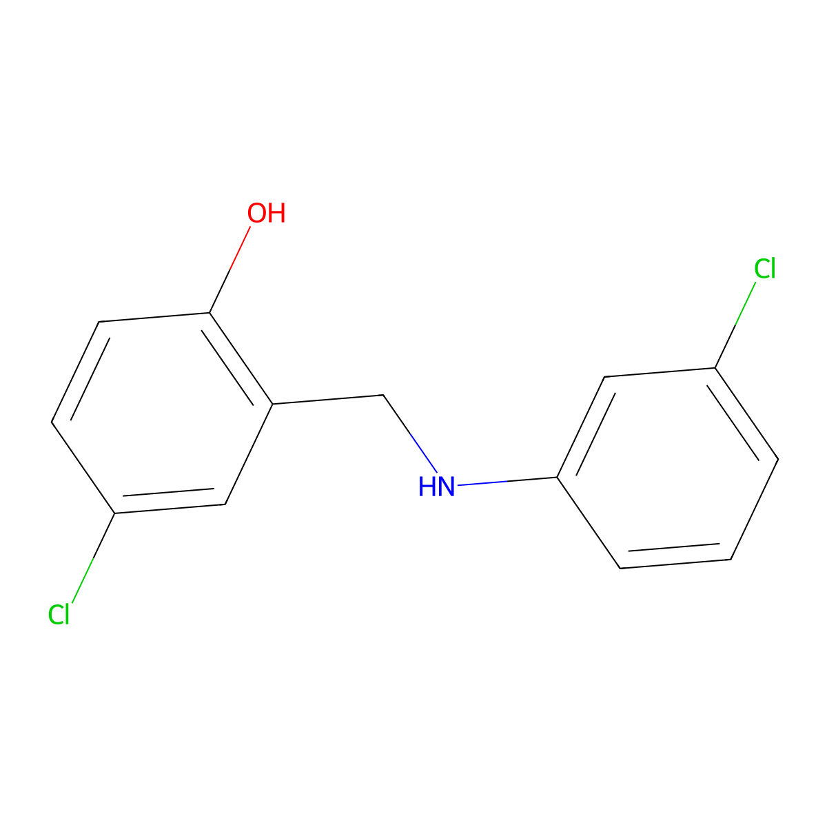 4-Chloro-2-{[(3-chlorophenyl)amino]methyl}phenol molecular structure, CAS 855350-54-8