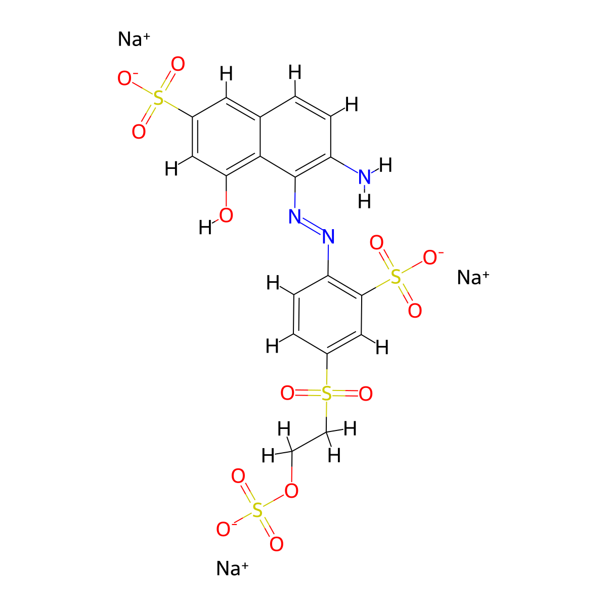 2-Naphthalenesulfonic acid, 6-amino-4-hydroxy-5-[2-[2-sulfo-4-[[2-(sulfooxy)ethyl]sulfonyl]phenyl]diazenyl]-, sodium salt (1:?) molecular structure, CAS 85536-92-1