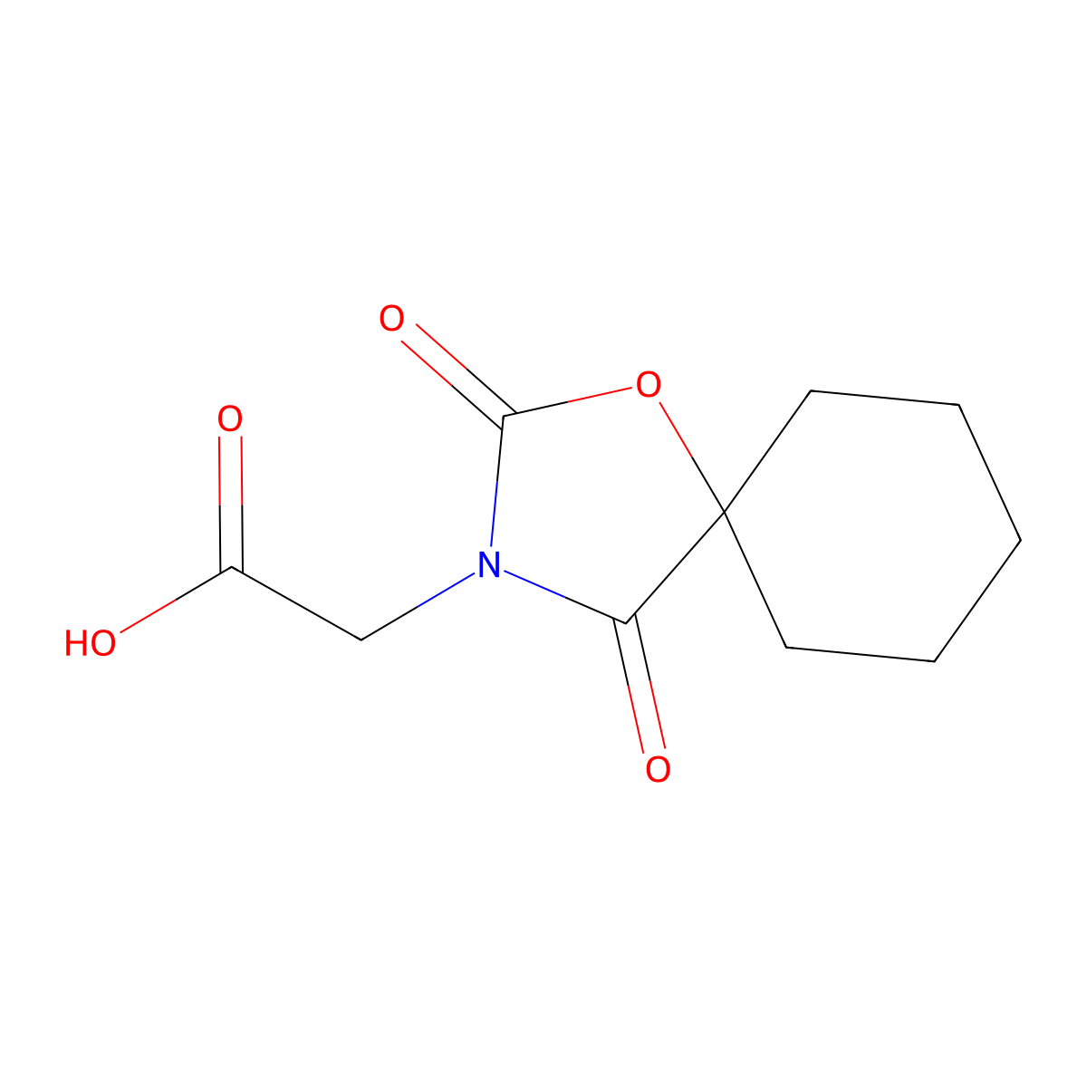 (2,4-Dioxo-1-oxa-3-azaspiro[4.5]dec-3-yl)acetic acid molecular structure, CAS 855380-42-6