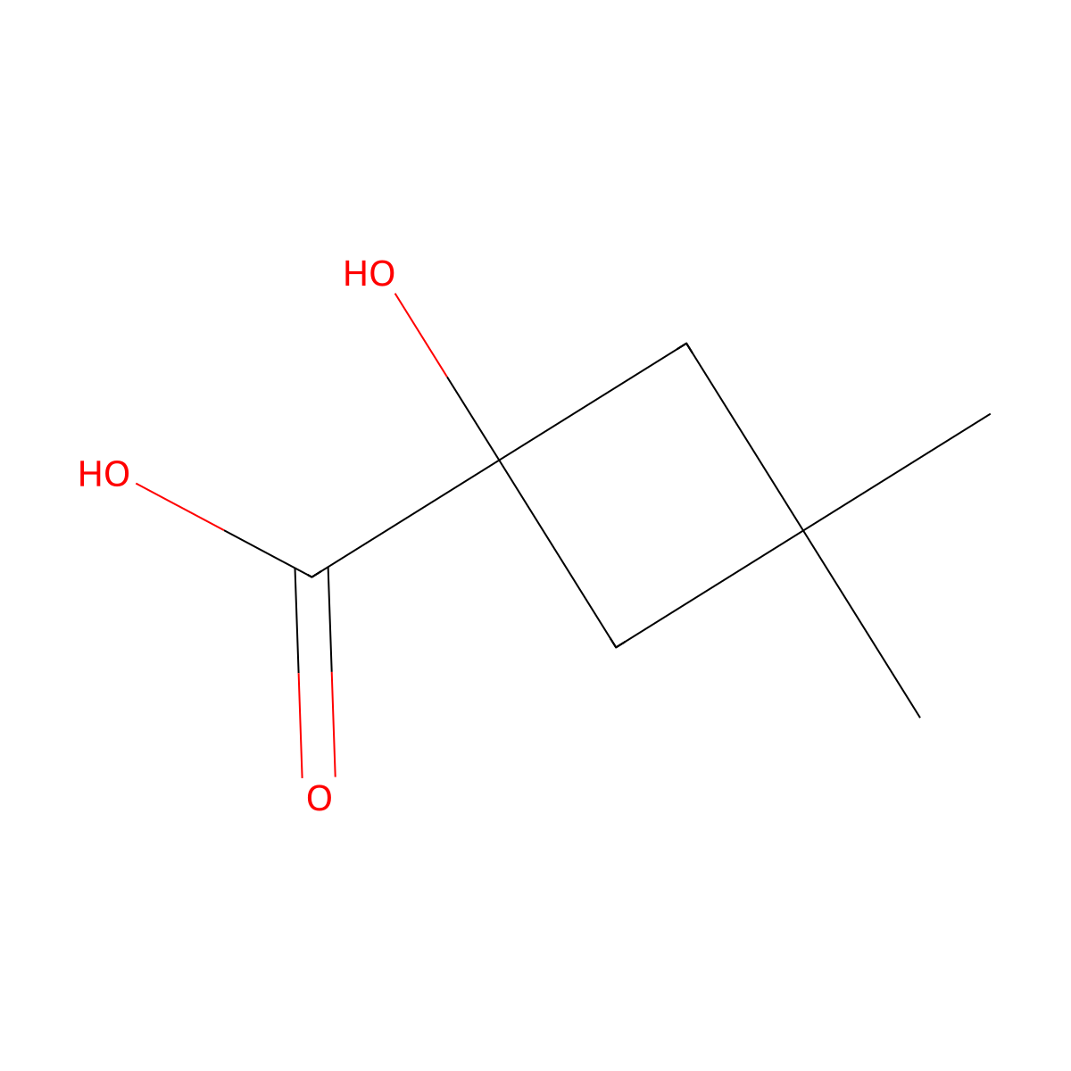 1-Hydroxy-3,3-dimethylcyclobutane-1-carboxylic acid molecular structure, CAS 855382-31-9