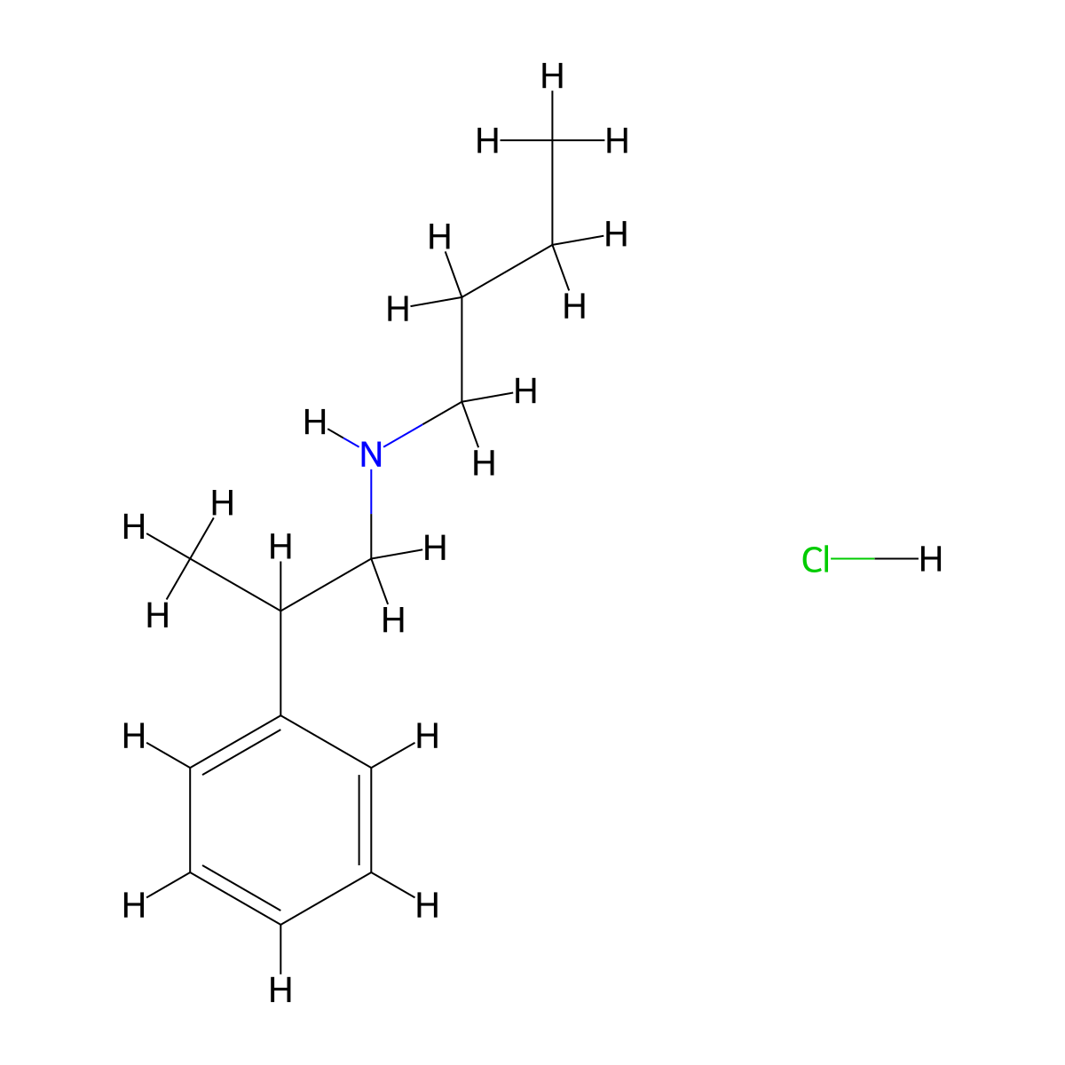 Butyl(2-phenylpropyl)amine hydrochloride molecular structure, CAS 855385-45-4
