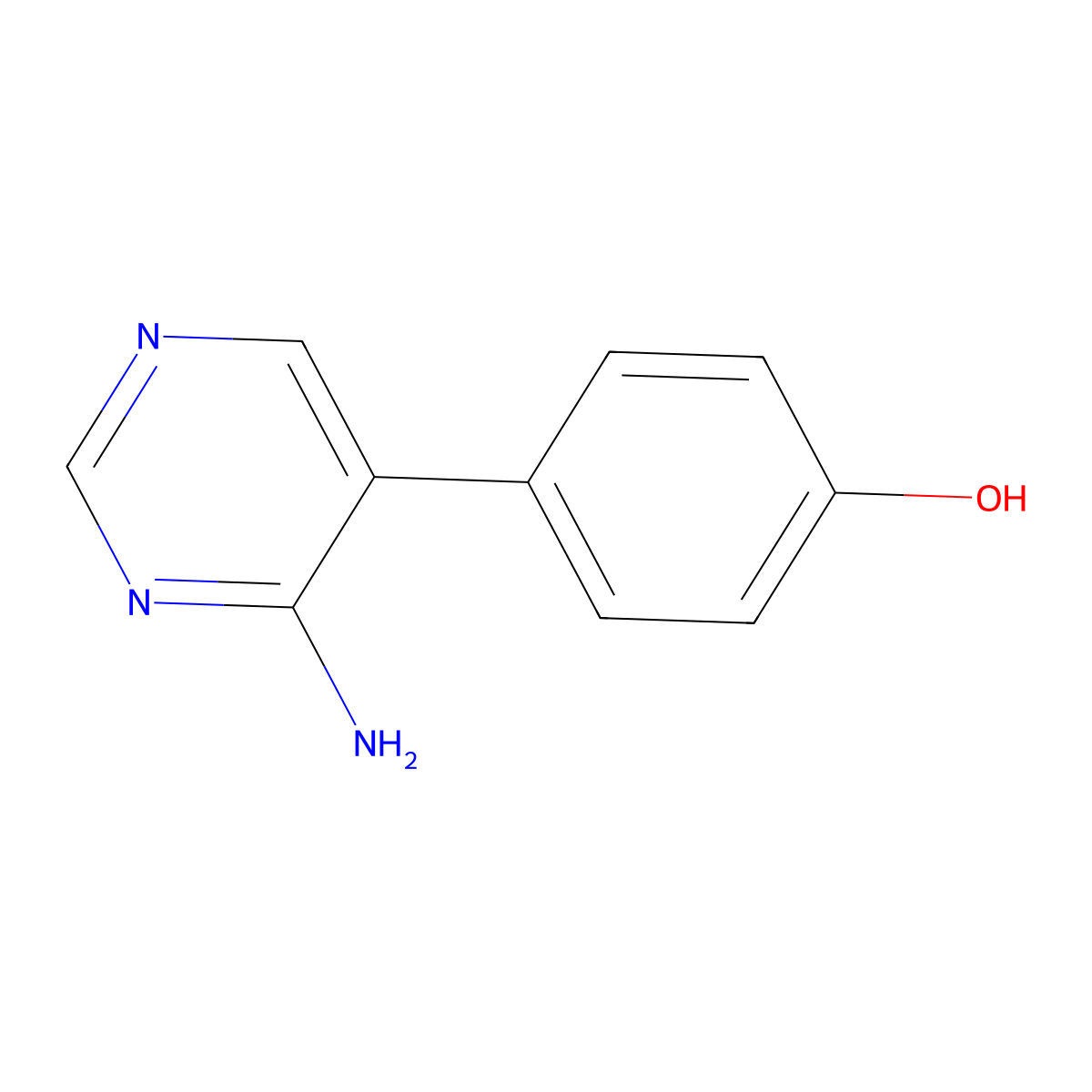 Phenol, 4-(4-amino-5-pyrimidinyl)- molecular structure, CAS 855397-52-3