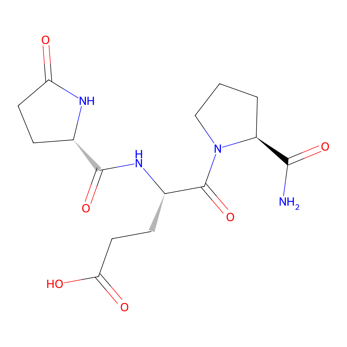 Pyroglutamyl-glutamyl-proline amide molecular structure, CAS 85541-78-2