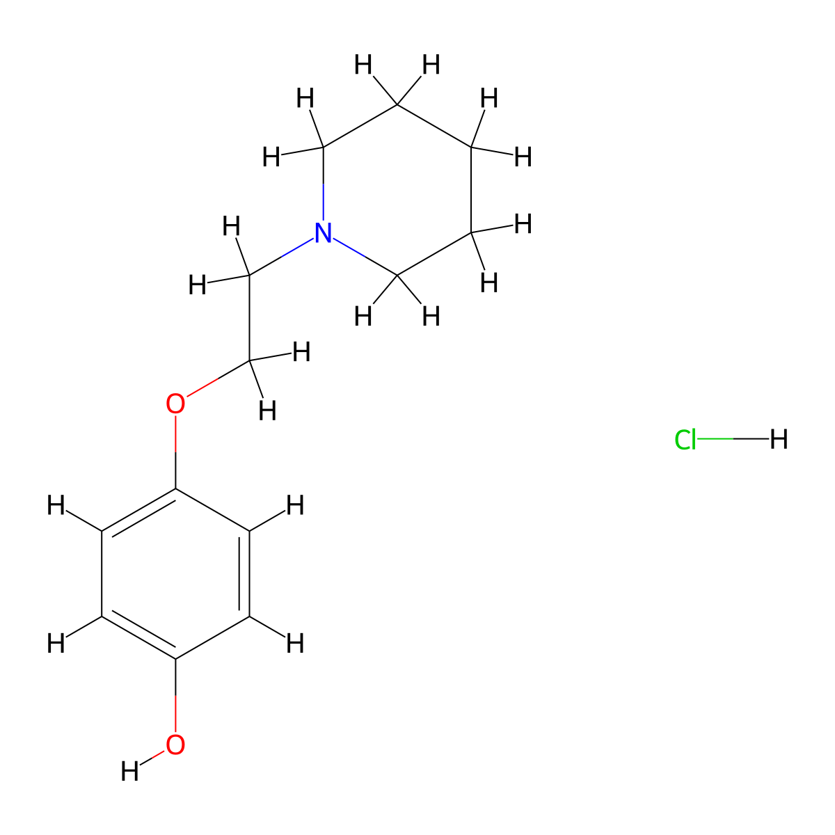 4-[2-(Piperidin-1-yl)ethoxy]phenol hydrochloride molecular structure, CAS 855422-64-9
