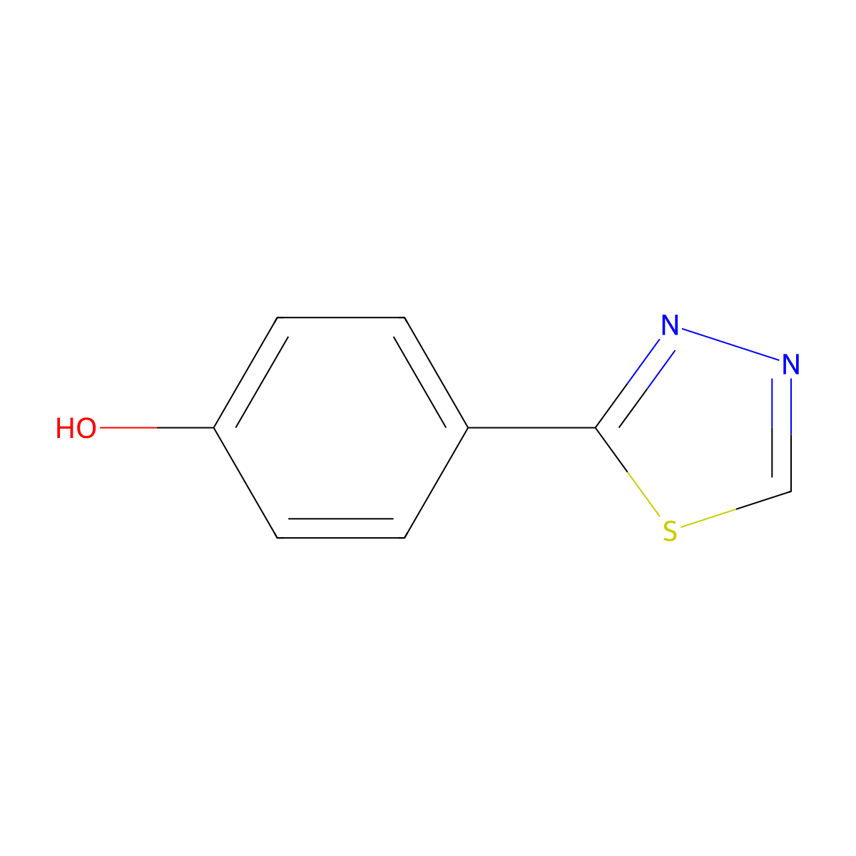 4-(1,3,4-Thiadiazol-2-yl)phenol molecular structure, CAS 855422-98-9