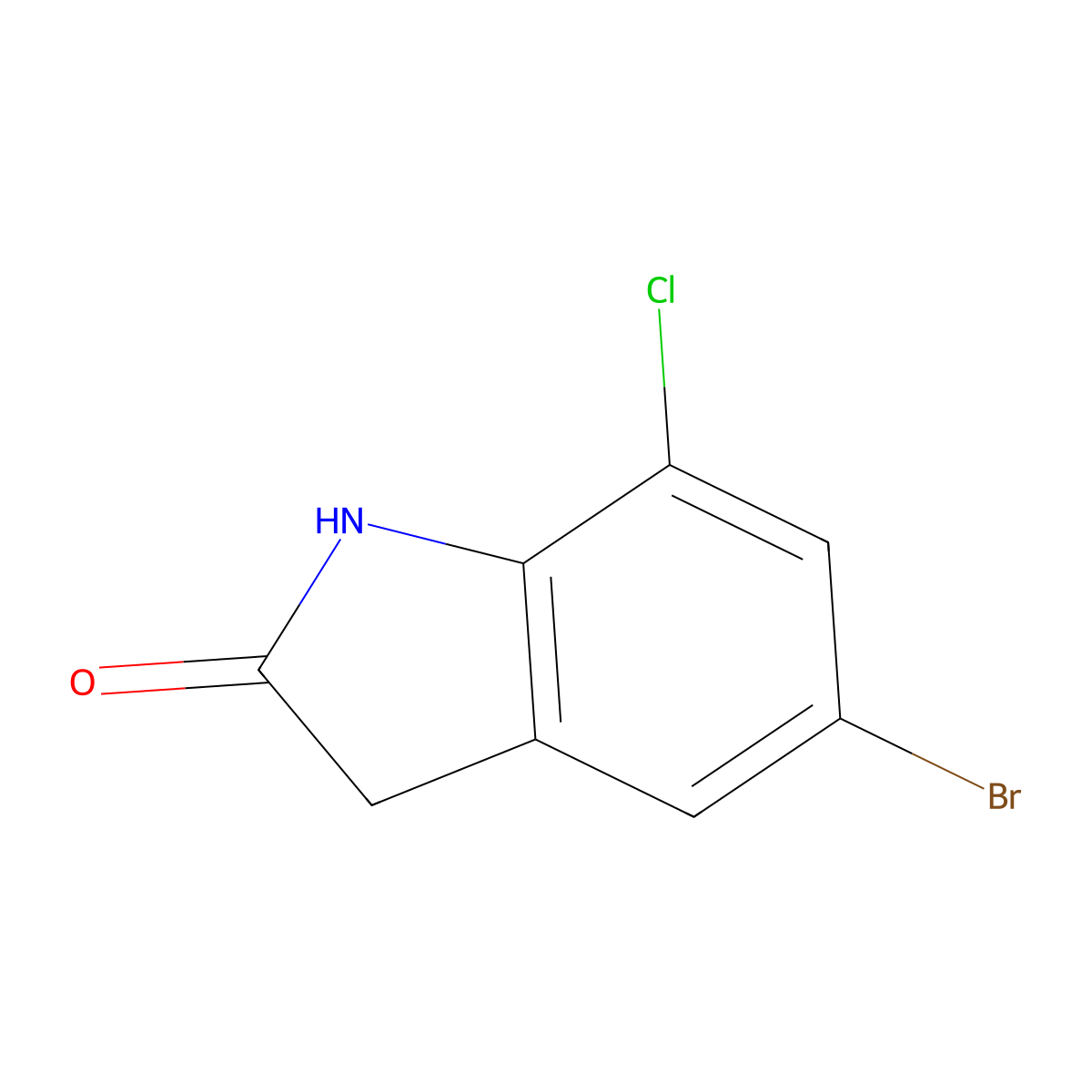 5-Bromo-7-chloro-1,3-dihydro-indol-2-one molecular structure, CAS 855423-61-9
