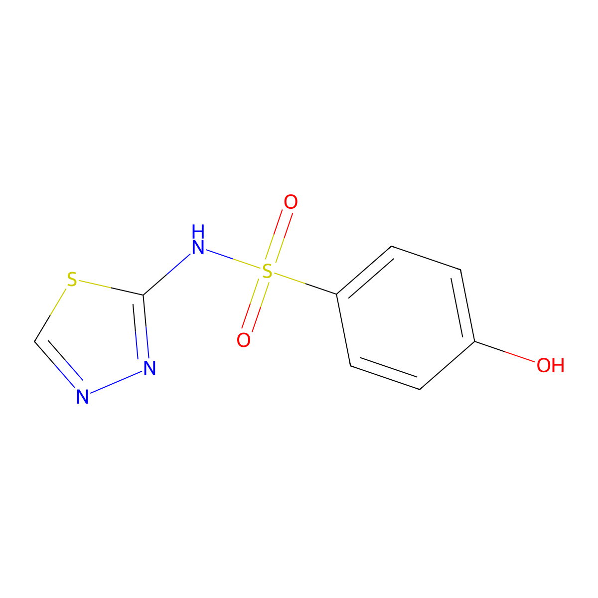 4-hydroxy-N-(1,3,4-thiadiazol-2-yl)benzene-1-sulfonamide molecular structure, CAS 855426-28-7