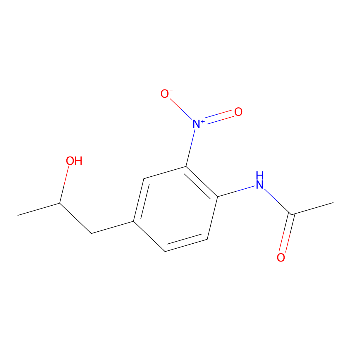 N-(4-(2-hydroxypropyl)-2-nitrophenyl)acetamide molecular structure, CAS 855444-69-8