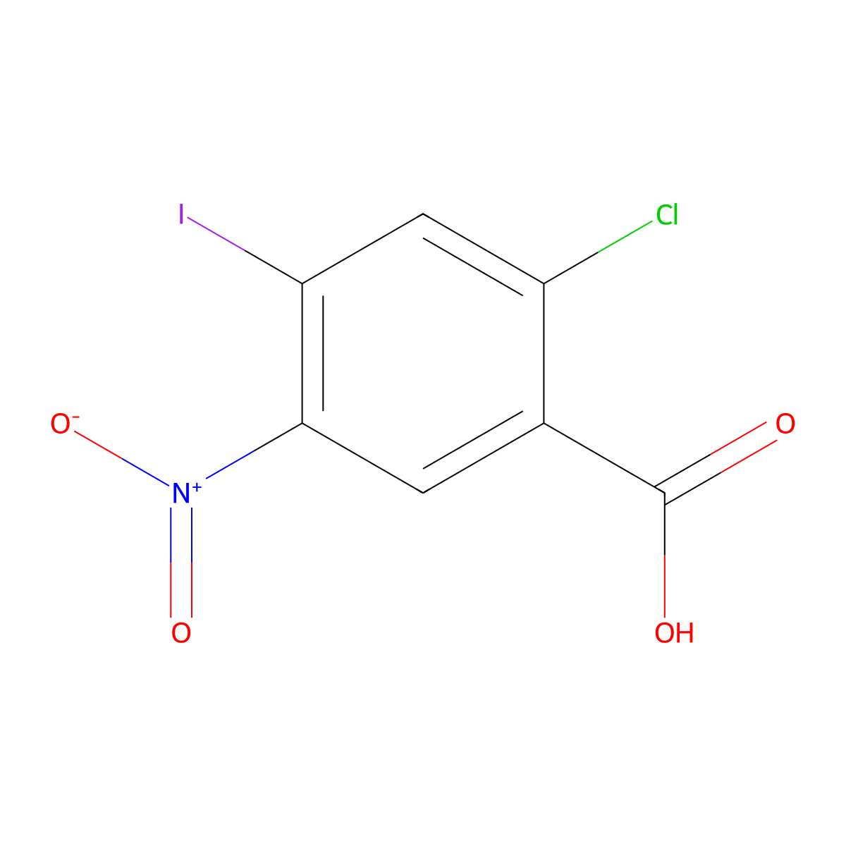 2-Chloro-4-iodo-5-nitro-benzoic acid molecular structure, CAS 855471-35-1
