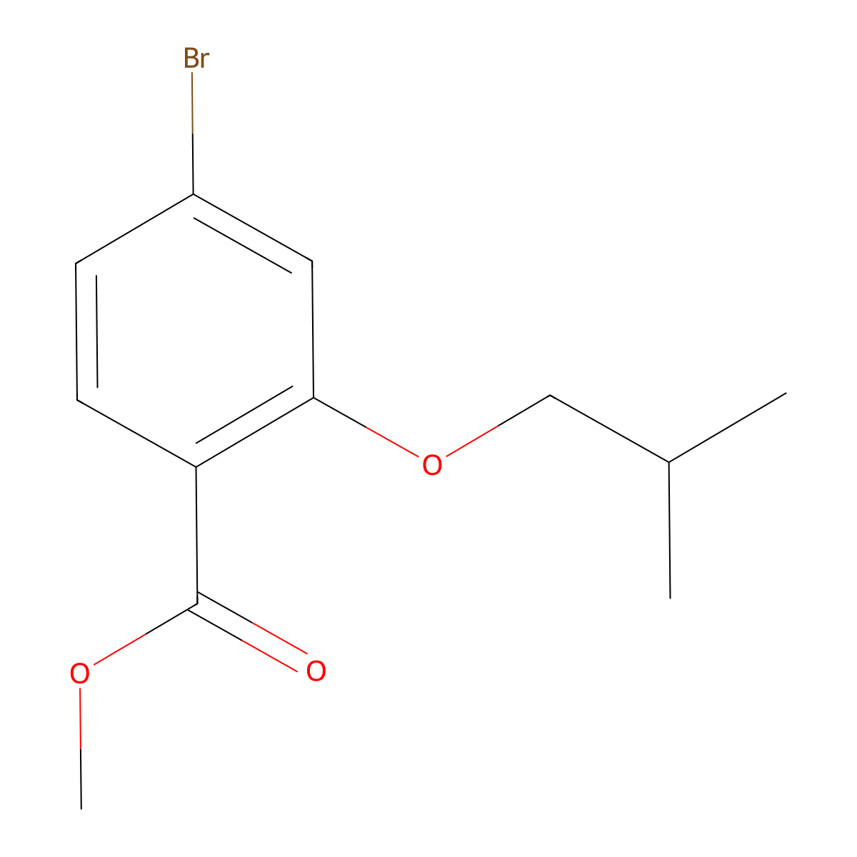 Methyl 4-bromo-2-(2-methylpropoxy)benzoate molecular structure, CAS 855482-60-9