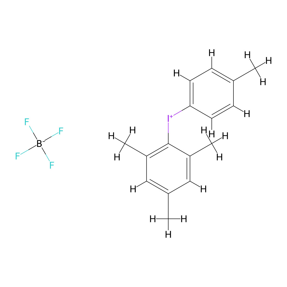 Mesityl(p-tolyl)iodonium tetrafluoroborate molecular structure, CAS 855516-31-3