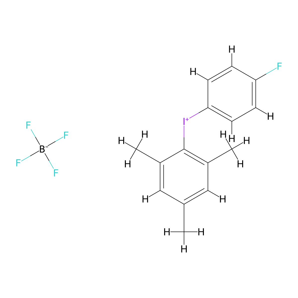 (4-Fluorophenyl)(mesityl)iodonium tetrafluoroborate molecular structure, CAS 855516-33-5