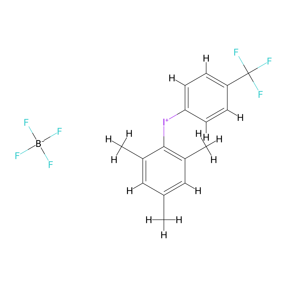 Mesityl(4-(trifluoromethyl)phenyl)iodonium tetrafluoroborate molecular structure, CAS 855516-43-7