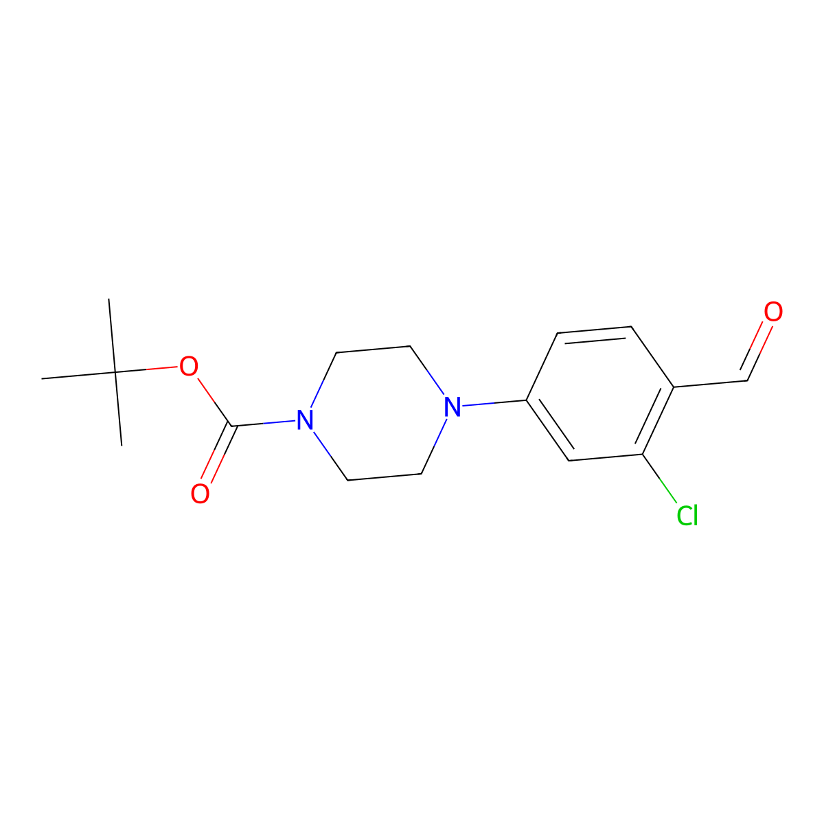 4-(3-Chloro-4-formyl-phenyl)-piperazine-1-carboxylic acid tert-butyl ester molecular structure, CAS 855524-34-4