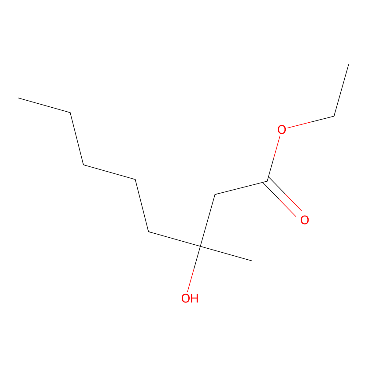 Ethyl 3-hydroxy-3-methyloctanoate molecular structure, CAS 85554-68-3