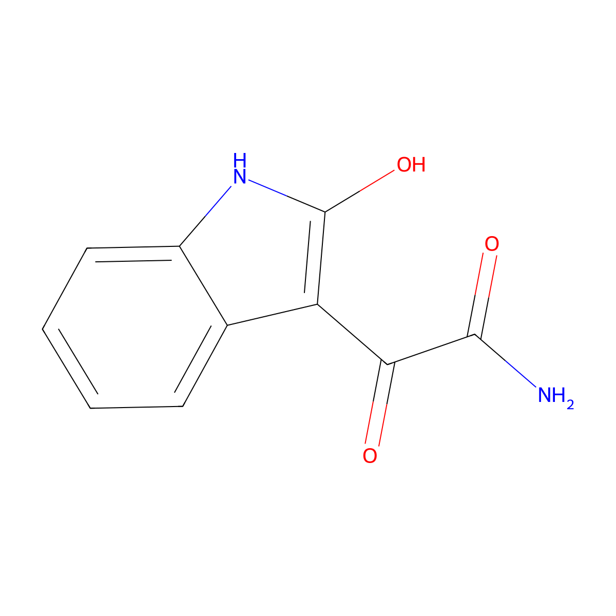 2-Hydroxy-2-(2-oxo-2,3-dihydro-1H-indol-3-ylidene)acetamide molecular structure, CAS 855608-07-0