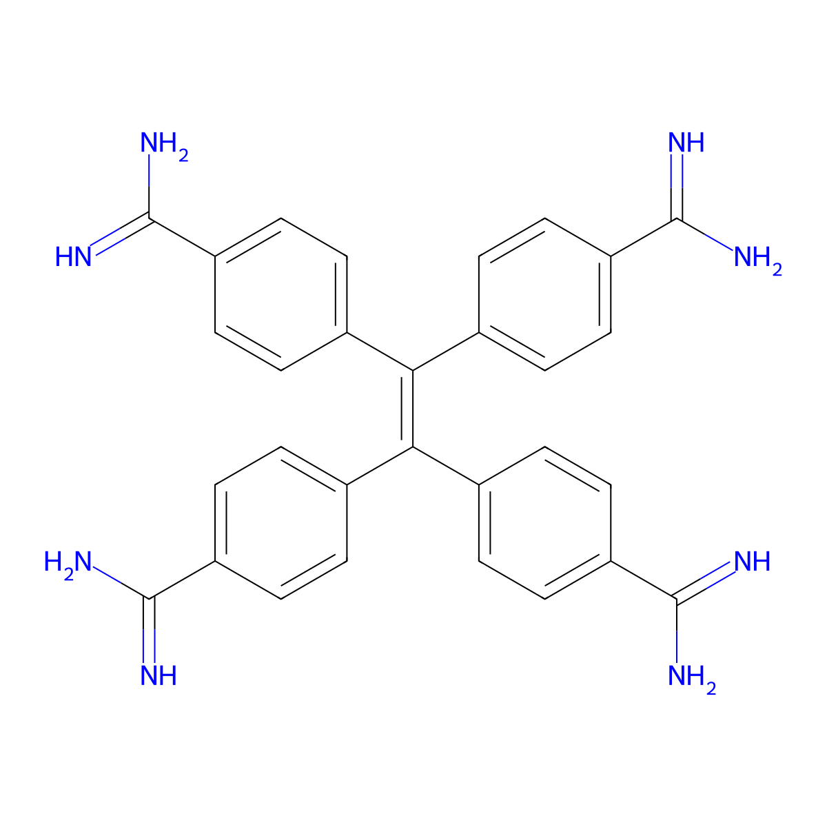 4,4',4'',4'''-(Ethene-1,1,2,2-tetrayl)tetrabenzimidamide molecular structure, CAS 855616-04-5