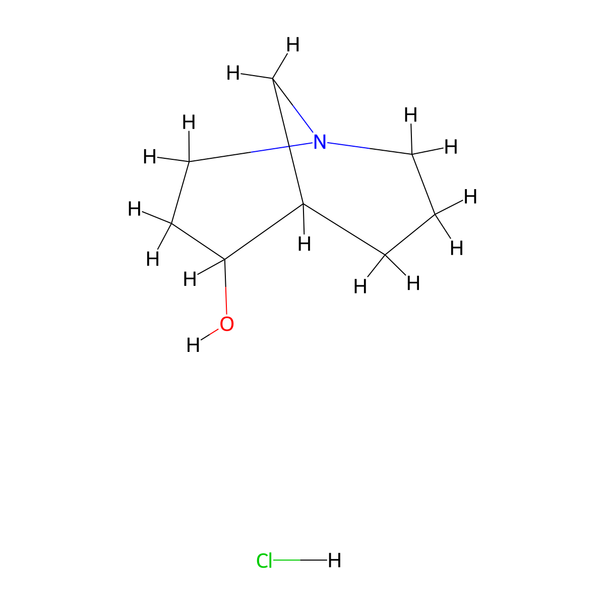 1-Azabicyclo[3.3.1]nonan-4-ol hydrochloride molecular structure, CAS 855627-43-9