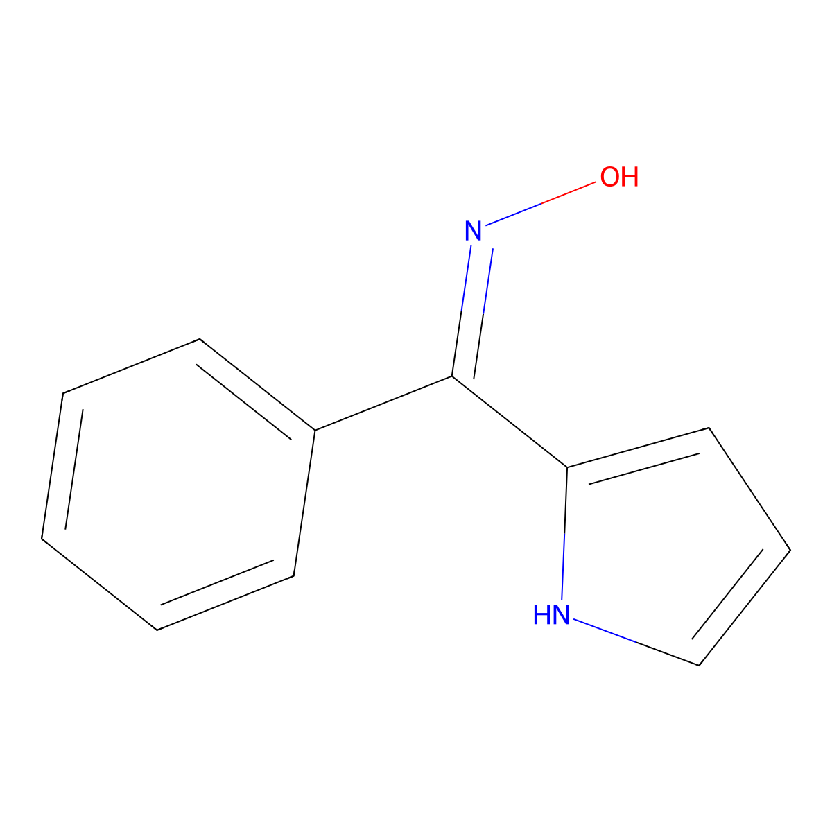 Phenyl-1H-pyrrol-2-yl-methanone oxime molecular structure, CAS 855631-37-7