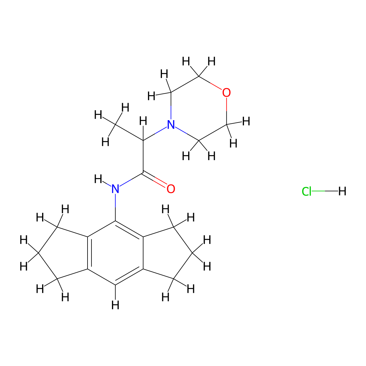 N-(1,2,3,5,6,7-Hexahydro-s-indacen-4-yl)-alpha-methyl-4-morpholineacetamide hydrochloride molecular structure, CAS 85564-92-7