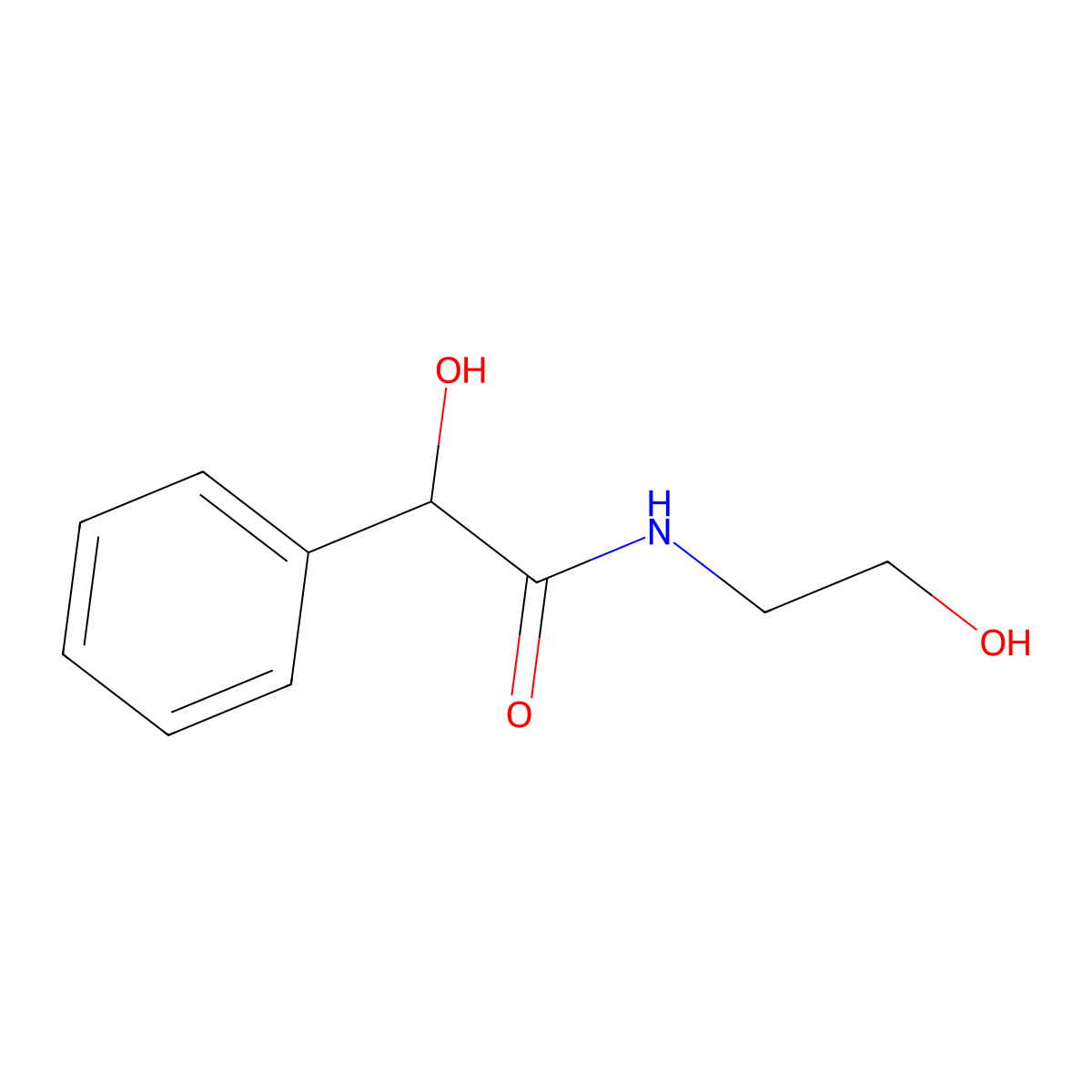 2-hydroxy-N-(2-hydroxyethyl)-2-phenylacetamide molecular structure, CAS 855660-91-2