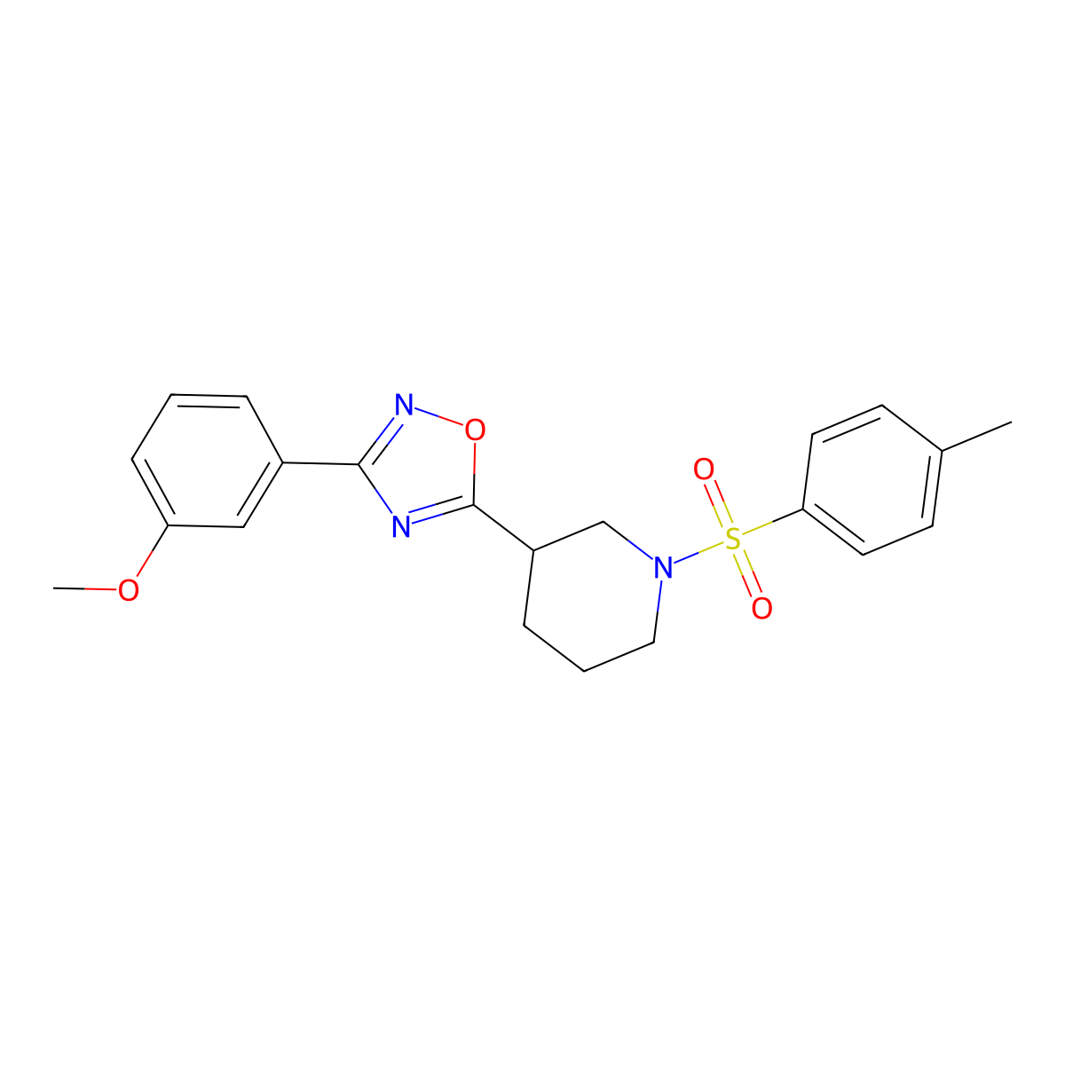 3-(3-Methoxyphenyl)-5-(1-tosylpiperidin-3-yl)-1,2,4-oxadiazole molecular structure, CAS 855682-08-5