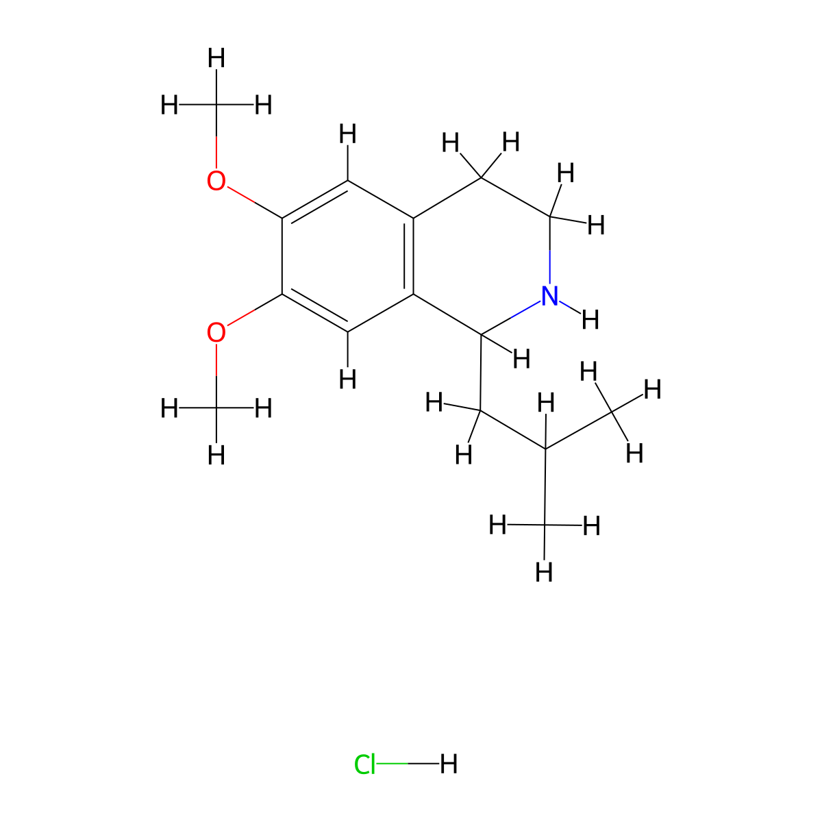 6,7-Dimethoxy-1-(2-methylpropyl)-1,2,3,4-tetrahydroisoquinoline hydrochloride molecular structure, CAS 855691-00-8