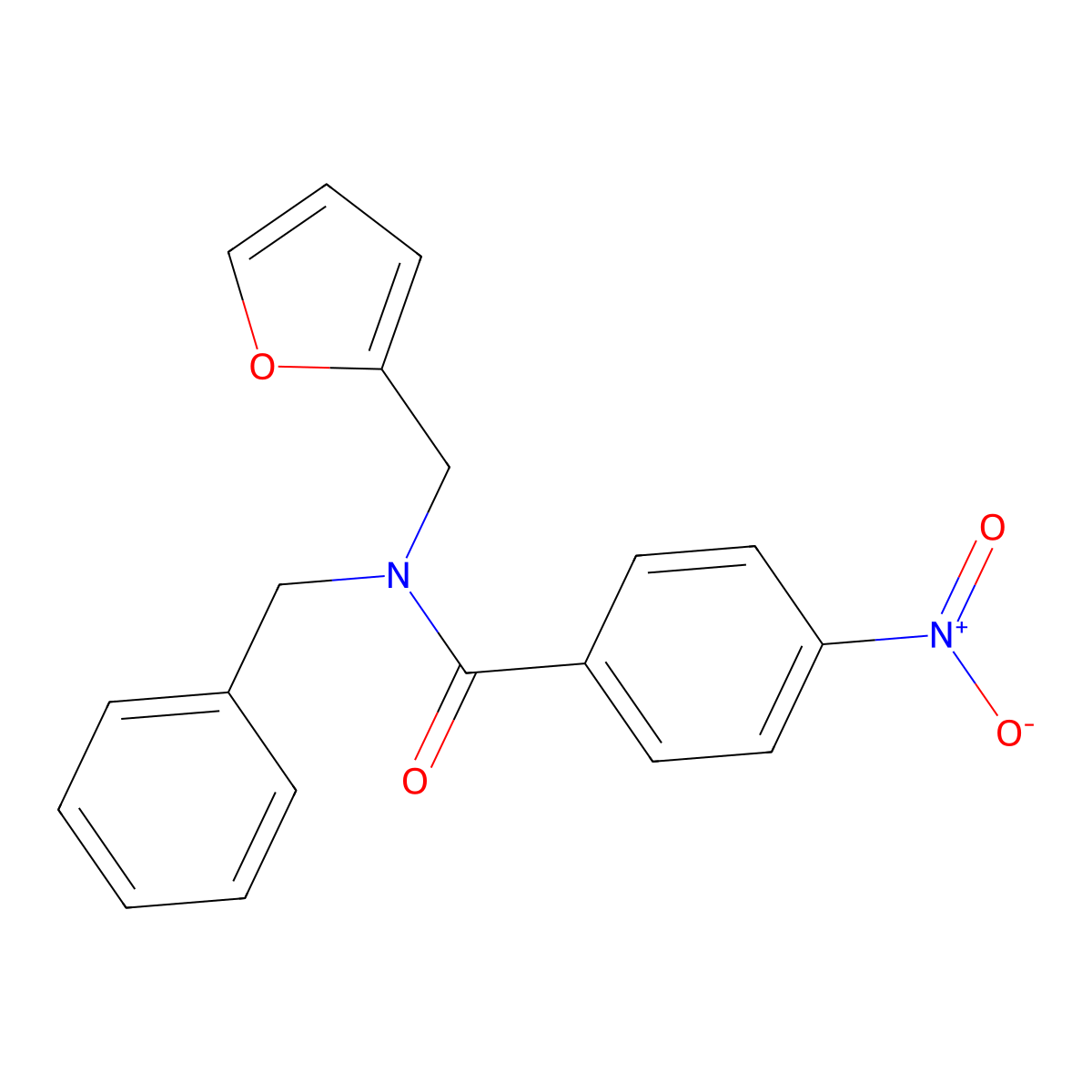 N-benzyl-N-(furan-2-ylmethyl)-4-nitrobenzamide molecular structure, CAS 855711-25-0