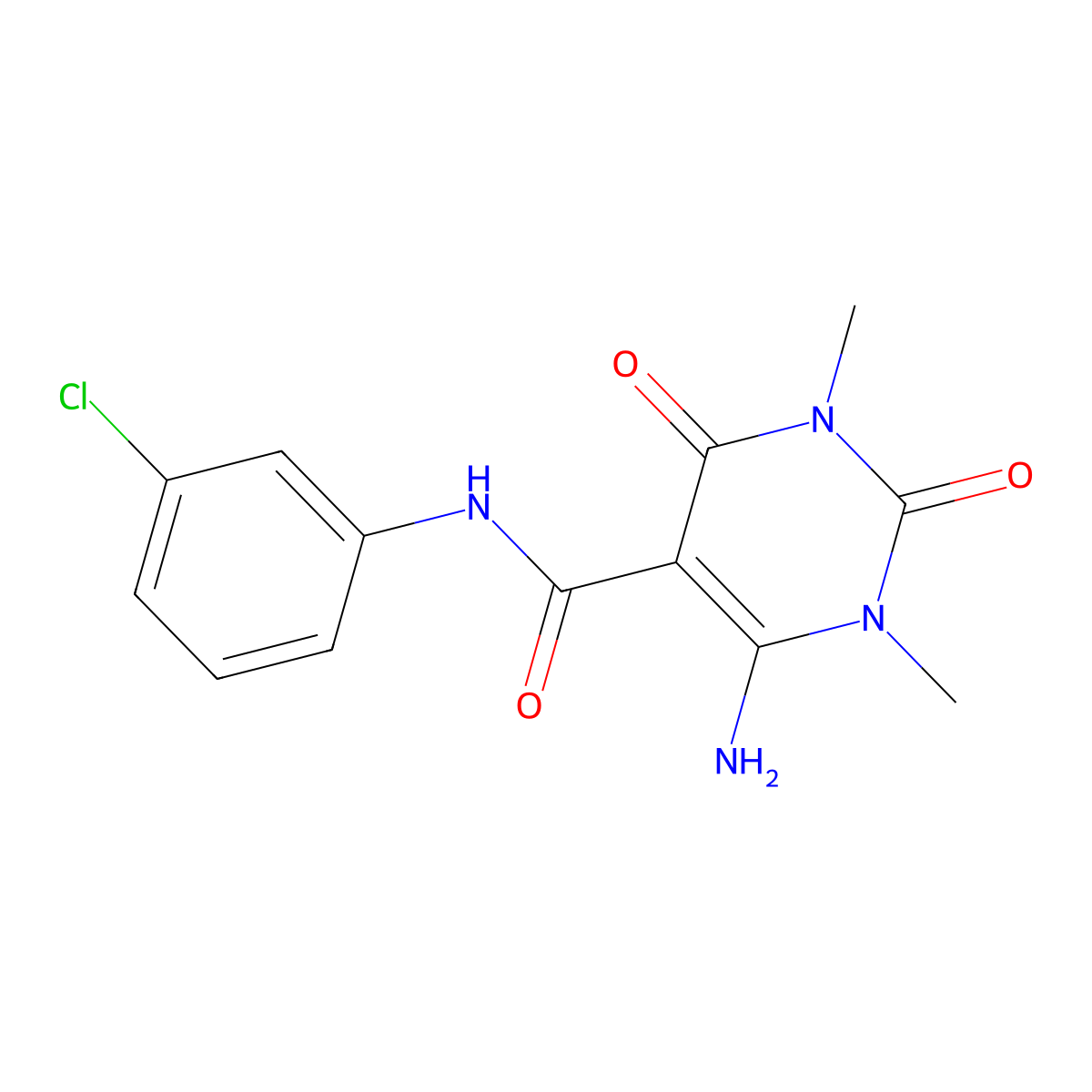 4-amino-N-(3-chlorophenyl)-1,3-dimethyl-2,6-dioxopyrimidine-5-carboxamide molecular structure, CAS 855714-12-4