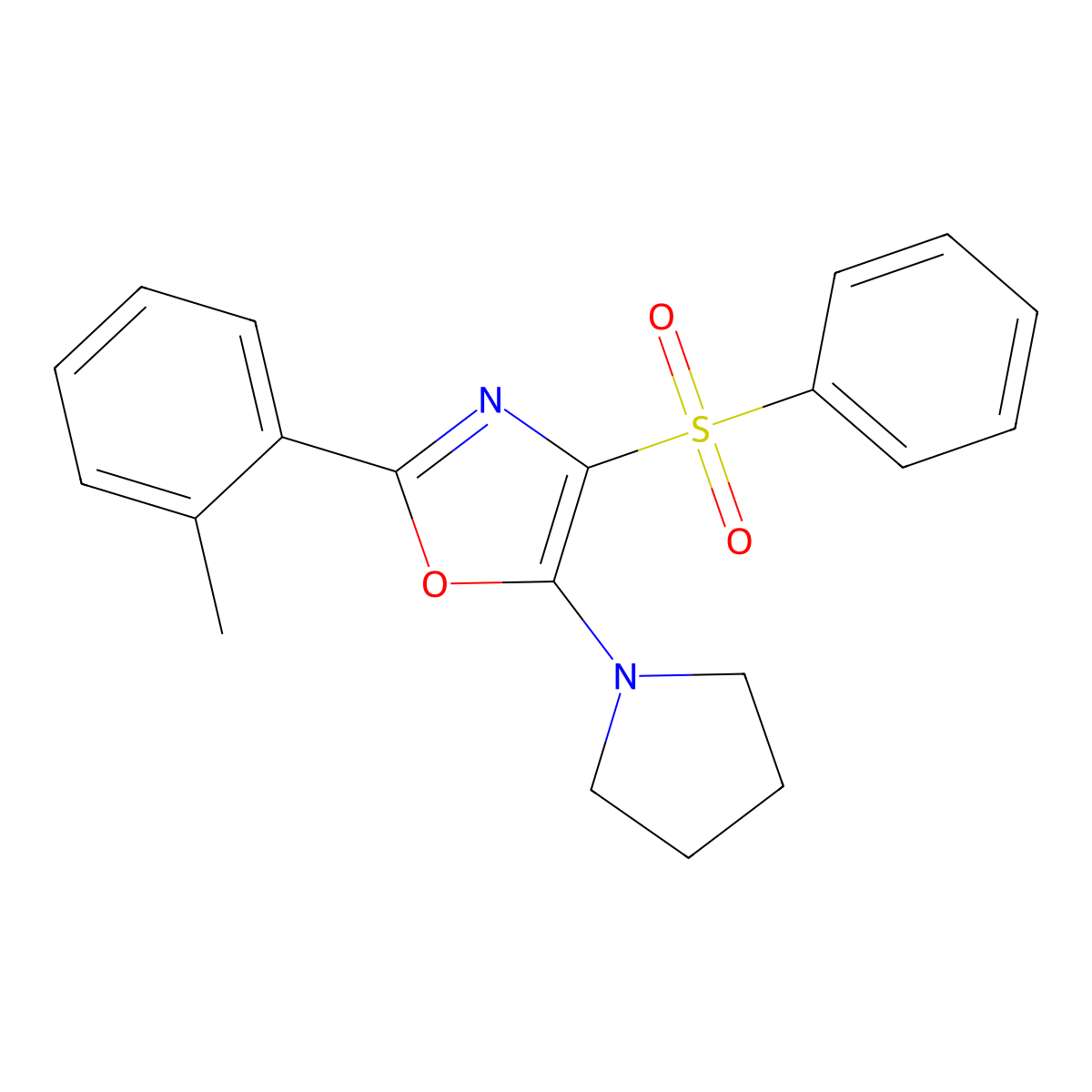 4-(Phenylsulfonyl)-5-(pyrrolidin-1-yl)-2-(o-tolyl)oxazole molecular structure, CAS 855714-71-5