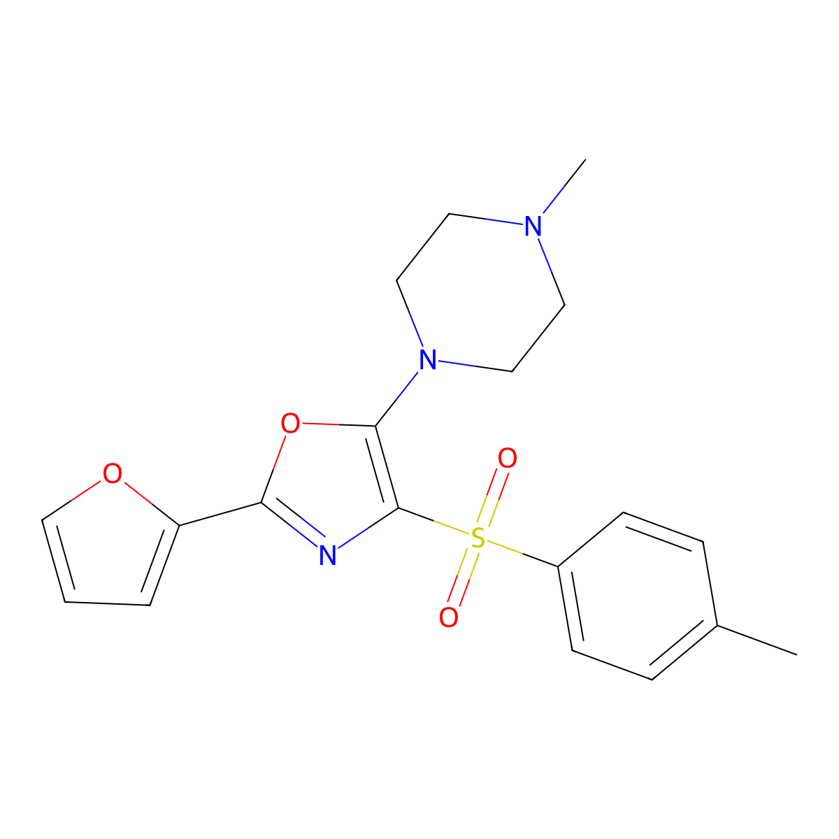1-[2-(Furan-2-yl)-4-(4-methylbenzenesulfonyl)-1,3-oxazol-5-yl]-4-methylpiperazine molecular structure, CAS 855714-88-4