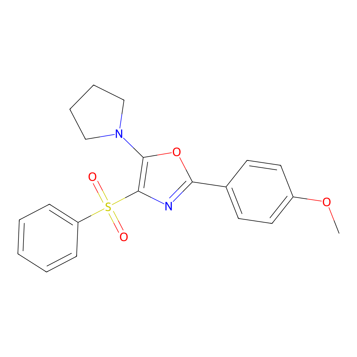 4-(Benzenesulfonyl)-2-(4-methoxyphenyl)-5-(pyrrolidin-1-yl)-1,3-oxazole molecular structure, CAS 855714-96-4