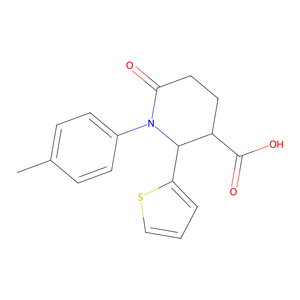 1-(4-Methylphenyl)-6-oxo-2-(2-thienyl)-3-piperidinecarboxylic acid molecular structure, CAS 855715-10-5