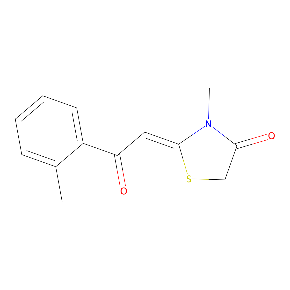 3-Methyl-2-(2-(2-methylphenyl)-2-oxoethylidene)-1,3-thiazolidin-4-one molecular structure, CAS 855715-12-7