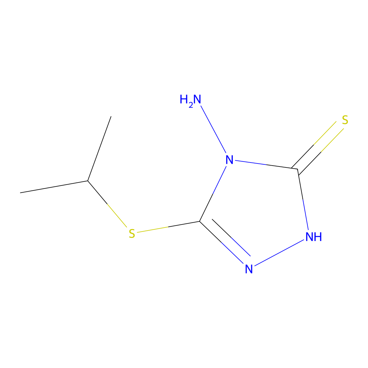 4-amino-5-(propan-2-ylsulfanyl)-4H-1,2,4-triazole-3-thiol molecular structure, CAS 855715-13-8