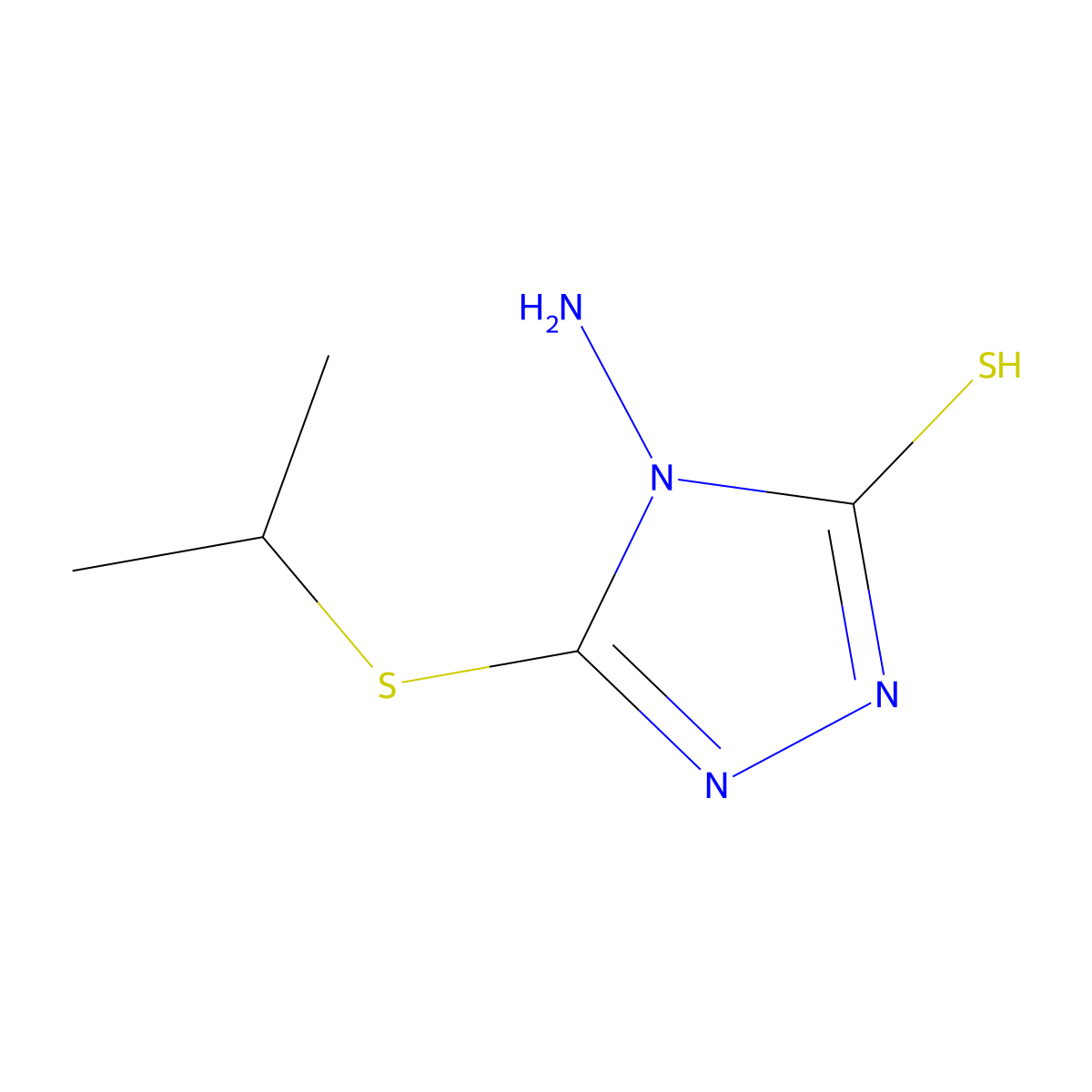 4-amino-5-(propan-2-ylsulfanyl)-4H-1,2,4-triazole-3-thiol molecular structure, CAS 855715-13-8