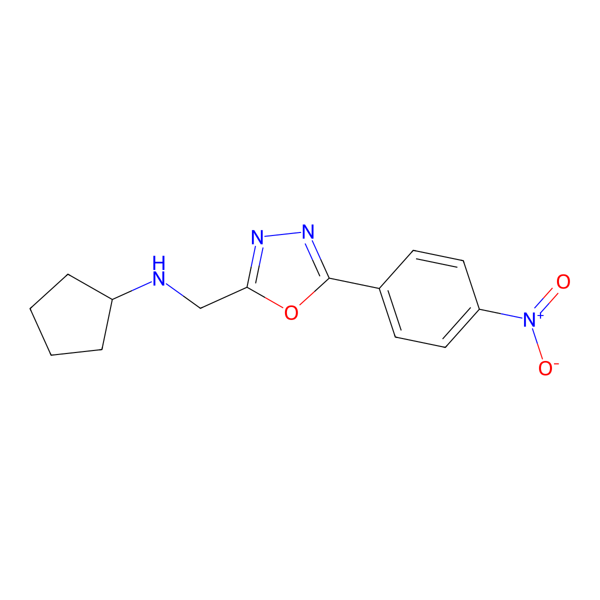 N-{[5-(4-nitrophenyl)-1,3,4-oxadiazol-2-yl]methyl}cyclopentanamine molecular structure, CAS 855715-25-2