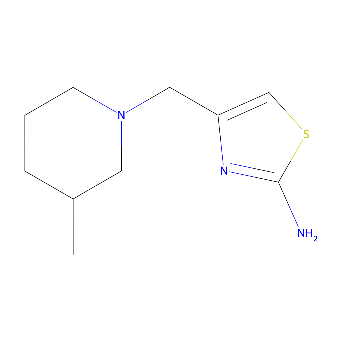 4-[(3-Methylpiperidin-1-yl)methyl]-1,3-thiazol-2-amine molecular structure, CAS 855715-26-3