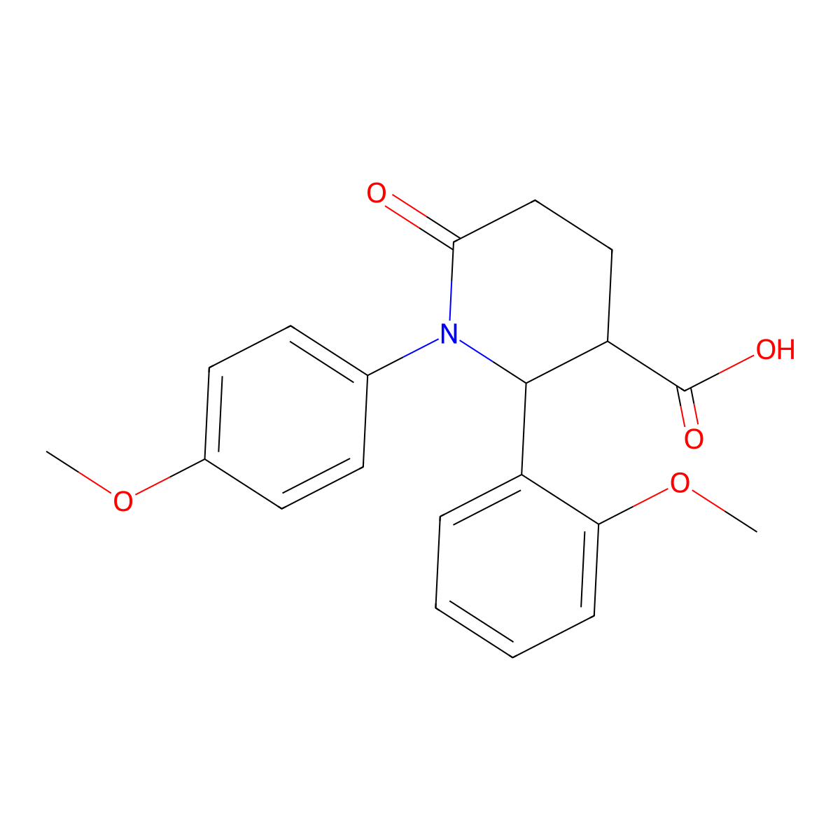 2-(2-Methoxyphenyl)-1-(4-methoxyphenyl)-6-oxopiperidine-3-carboxylic acid molecular structure, CAS 855715-29-6