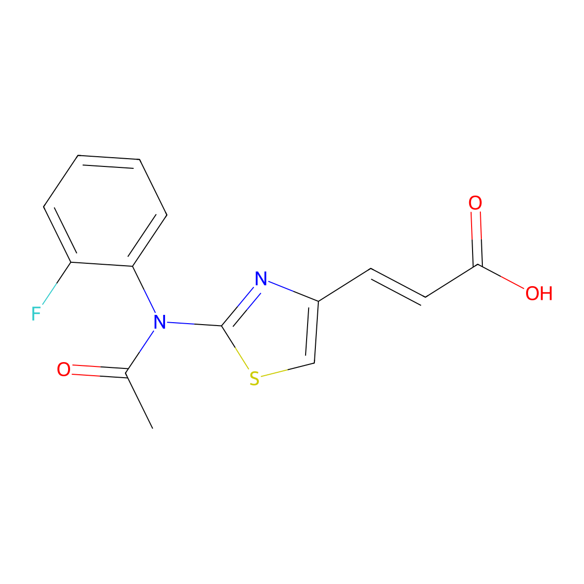 3-{2-[N-(2-fluorophenyl)acetamido]-1,3-thiazol-4-yl}prop-2-enoic acid molecular structure, CAS 855715-30-9