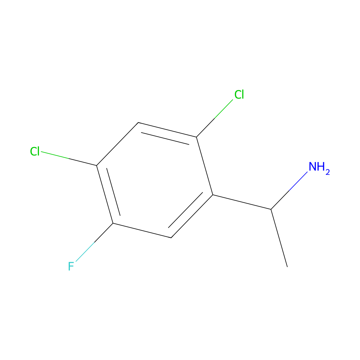 1-(2,4-Dichloro-5-fluorophenyl)ethan-1-amine molecular structure, CAS 855715-32-1