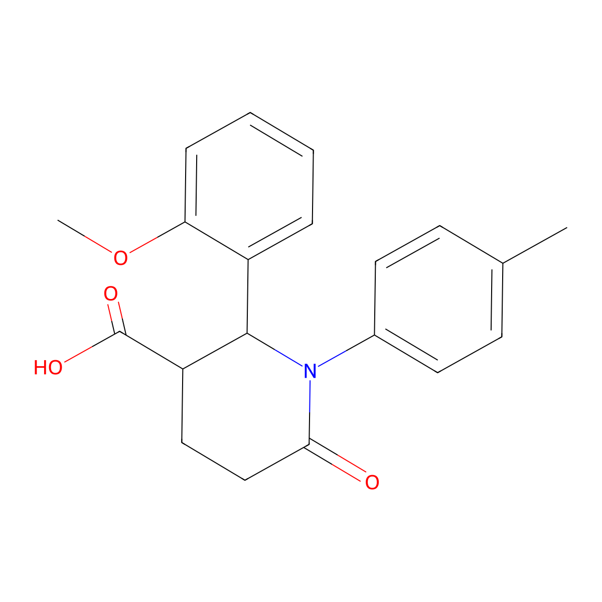 2-(2-Methoxyphenyl)-1-(4-methylphenyl)-6-oxopiperidine-3-carboxylic acid molecular structure, CAS 855715-33-2