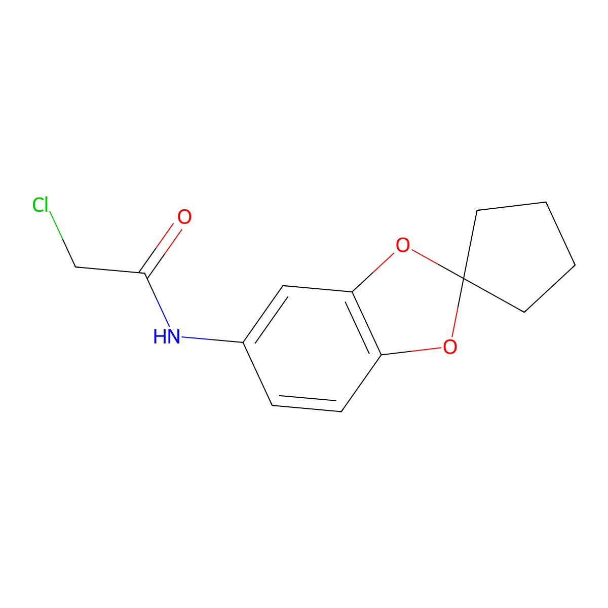 2-chloro-N-{spiro[1,3-benzodioxole-2,1'-cyclopentane]-6-yl}acetamide molecular structure, CAS 855715-40-1