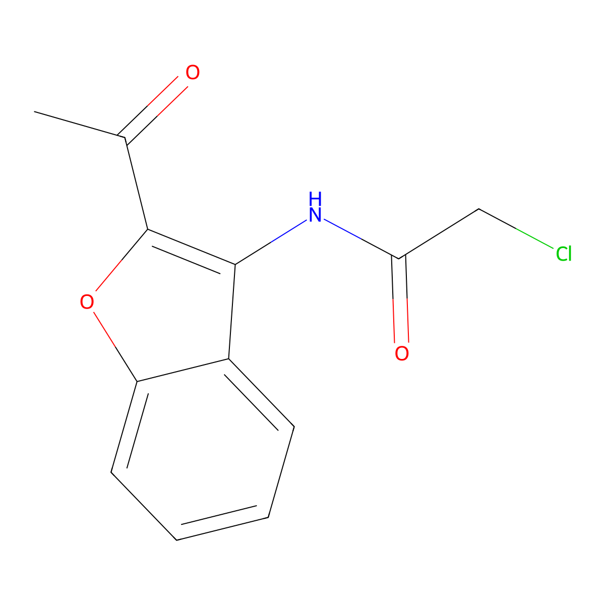 N-(2-acetyl-1-benzofuran-3-yl)-2-chloroacetamide molecular structure, CAS 855715-46-7