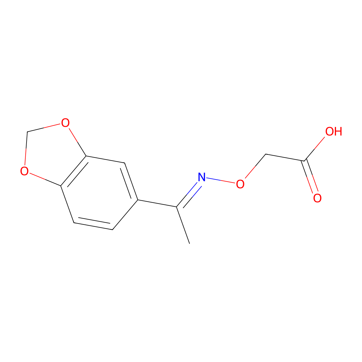 (([(1E)-1-(1,3-Benzodioxol-5-yl)ethylidene]amino)oxy)acetic acid molecular structure, CAS 855716-75-5