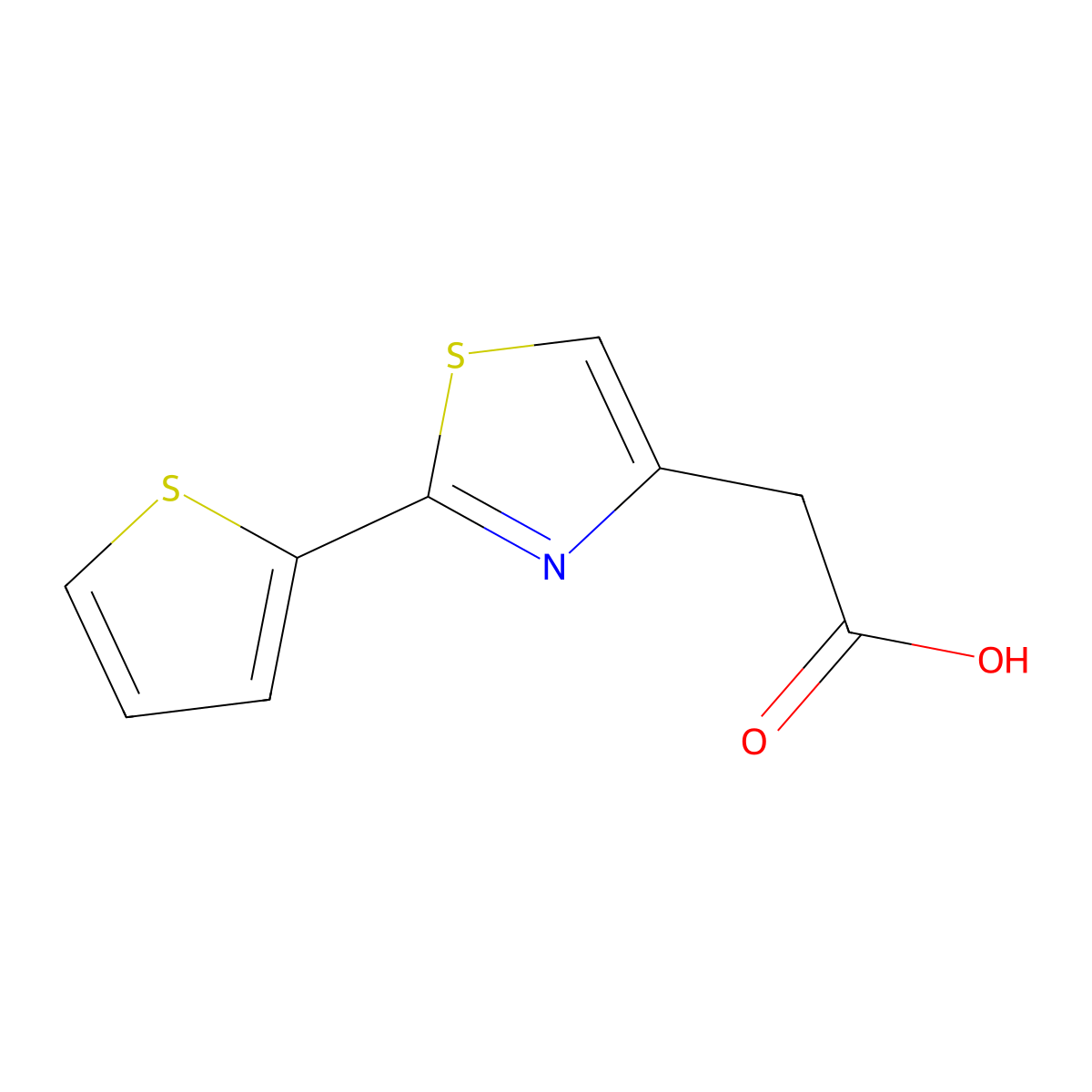 (2-Thien-2-yl-1,3-thiazol-4-yl)acetic acid molecular structure, CAS 855716-78-8