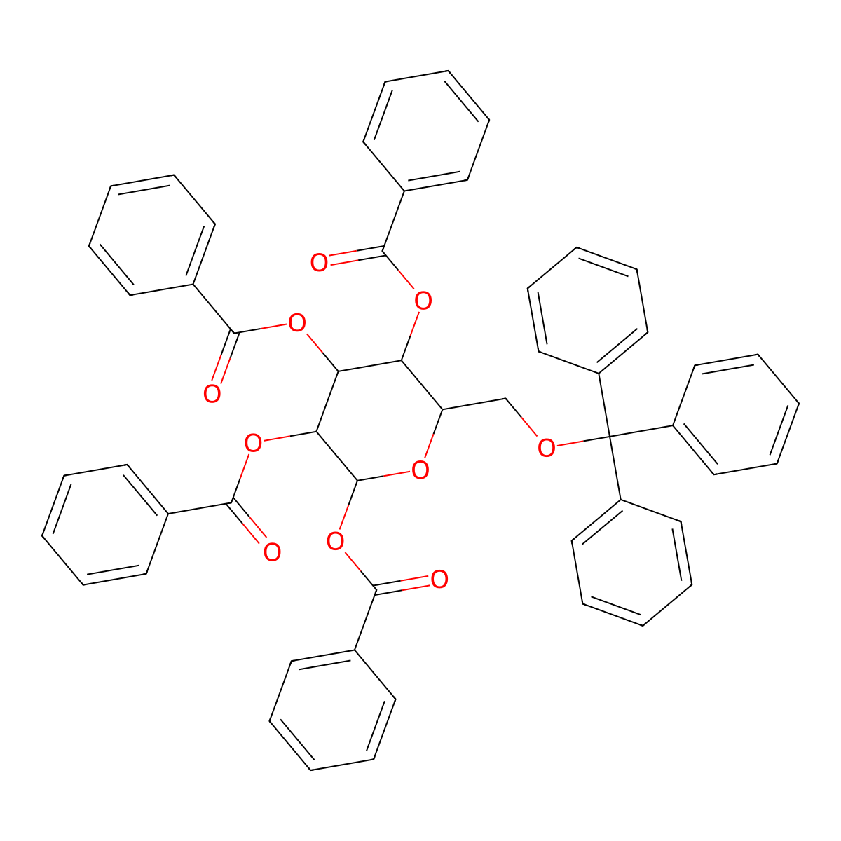 6-O-Trityl-1,2,3,4-tetra-O-benzoyl-alpha-D-mannopyranose molecular structure, CAS 85572-59-4