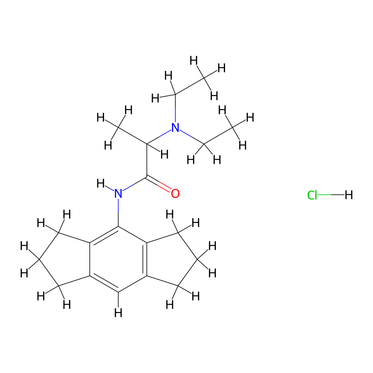 2-(Diethylamino)-N-(1,2,3,5,6,7-hexahydro-s-indacen-4-yl)propanamide hydrochloride molecular structure, CAS 85572-98-1